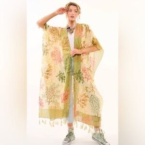Aratta Coral Fields Sheer Kimono, NWT